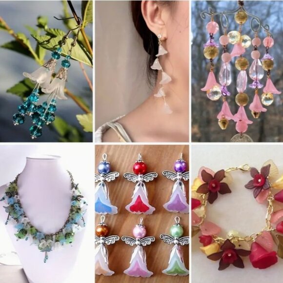 Frosted White Acrylic Flower Beads 20mm  for Angel Projects and More!  20 Beads - Picture 3 of 3